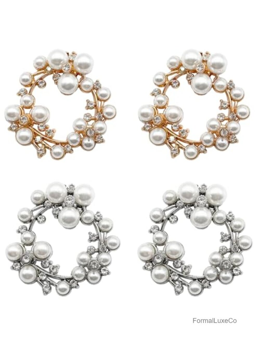 Rhinestone Shoe Clips Wedding Party Shoe Buckles 4pc Set